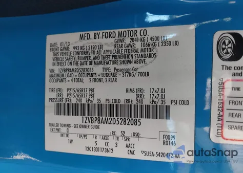 2013 Ford Mustang V6 z USA, uszkodzony, nr VIN 1ZVBP8AM2D5282085